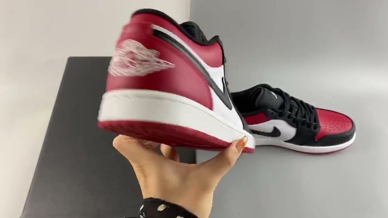 Air Jordan 1 Low Bred Toe White Black University Red