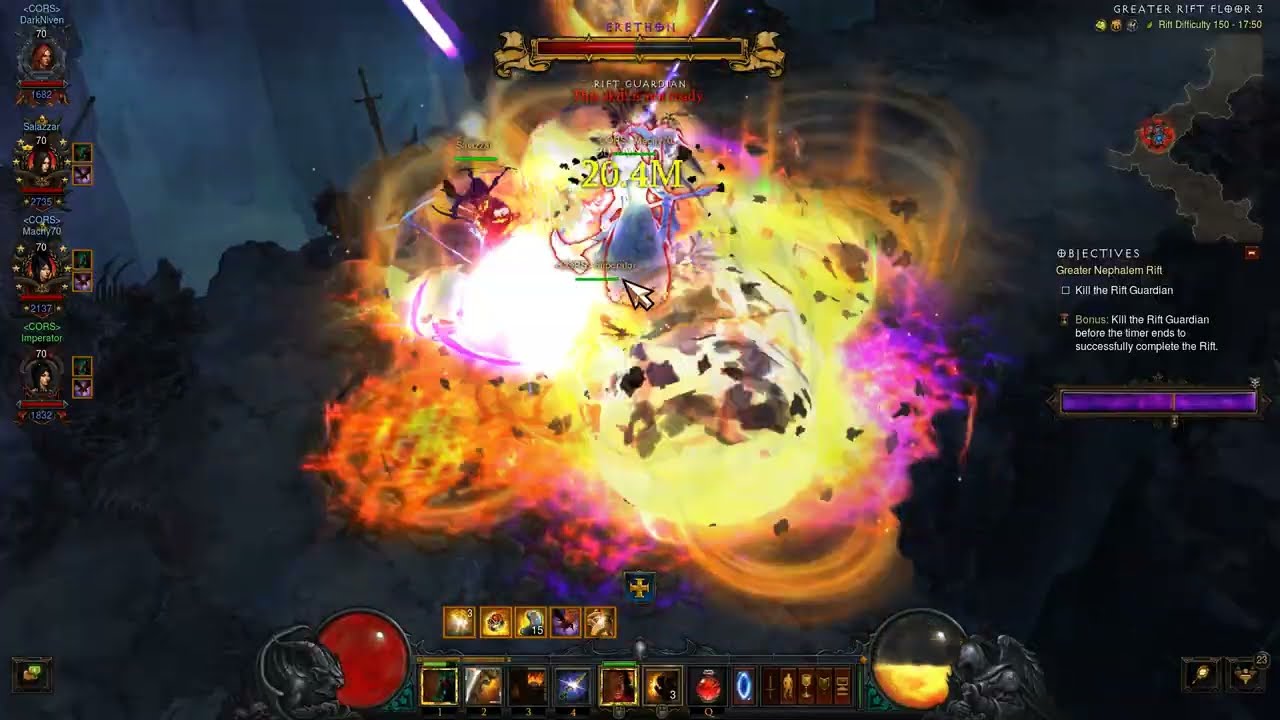 Diablo III - 4 Players Group 2x Wizards 150 in Season 38 - Ethereal
