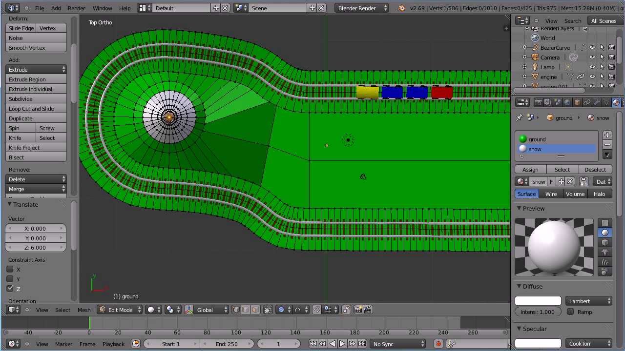 Blender Tutorial Making a Train Animation by Following a Path Part 3 Making the Scenery (Mountain)
