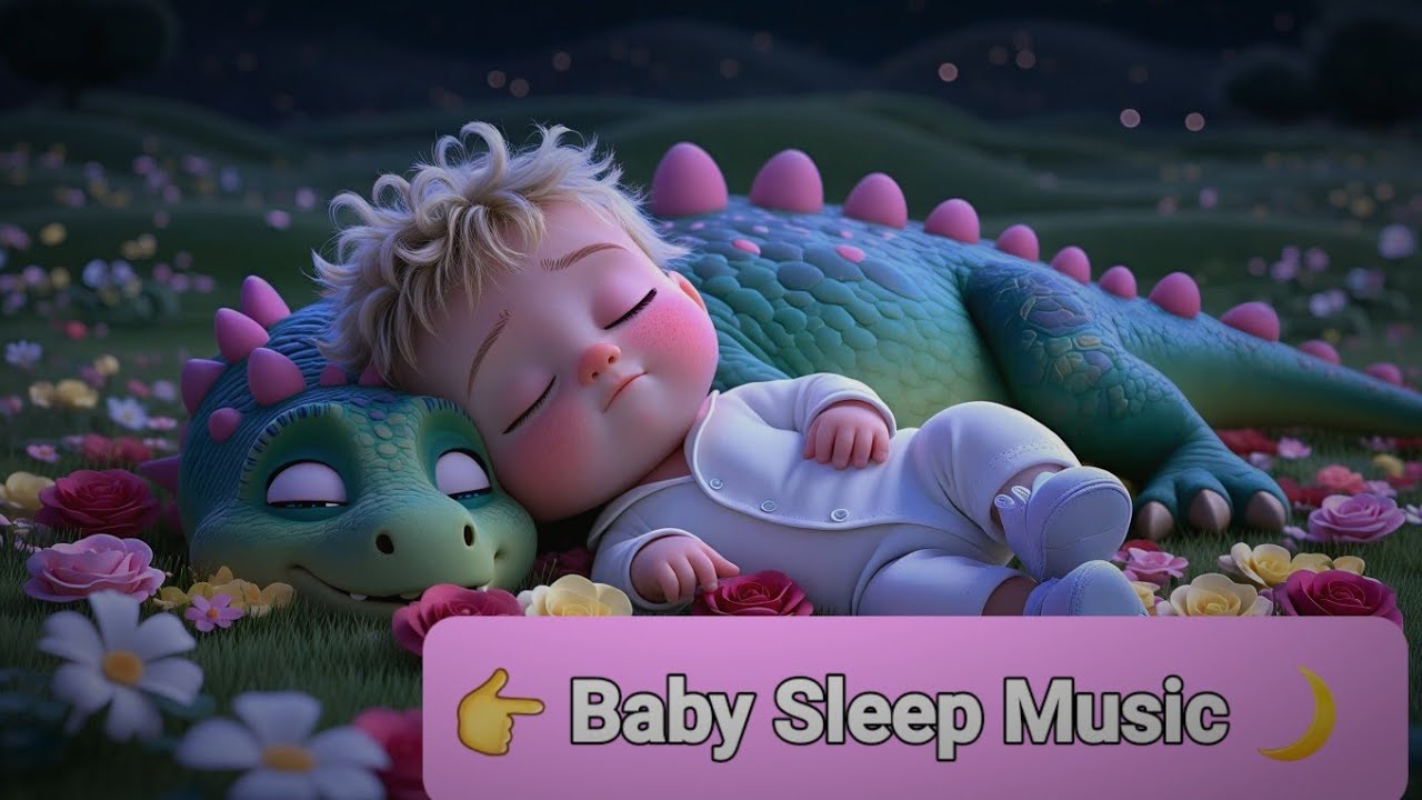 Soft Piano Lullabies: Sleep in 3 Minutes for Kids and Babies | Nighttime with Cute Dinosaur 🦕🌙