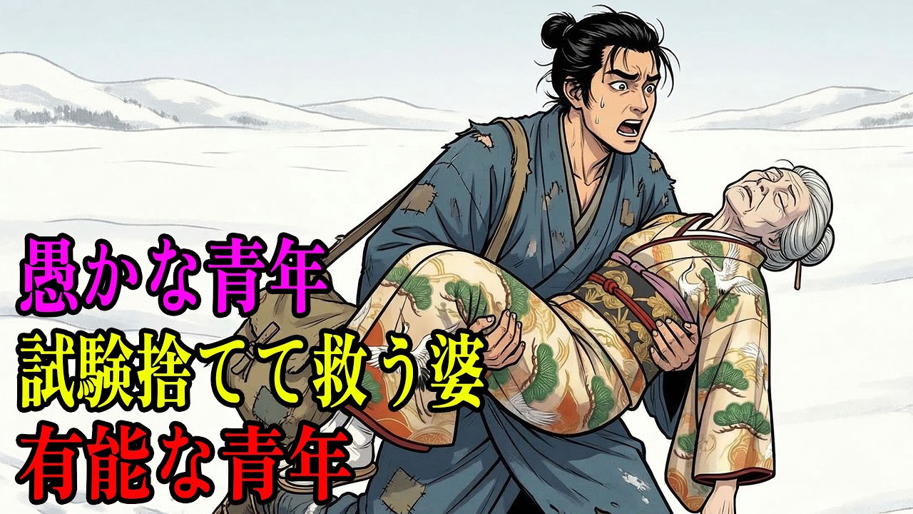 役人登用試験へ向かう途中、吹雪の中で倒れた老婆を救った青年は試験に落ちた…だが、その老婆の真の身分が彼の人生を一変させた｜民話｜江戸時代｜江戸朗読｜昔話｜