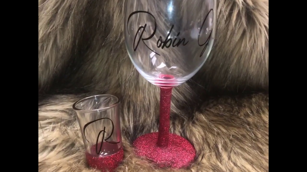 How to glitter wine glass stem + shot glass