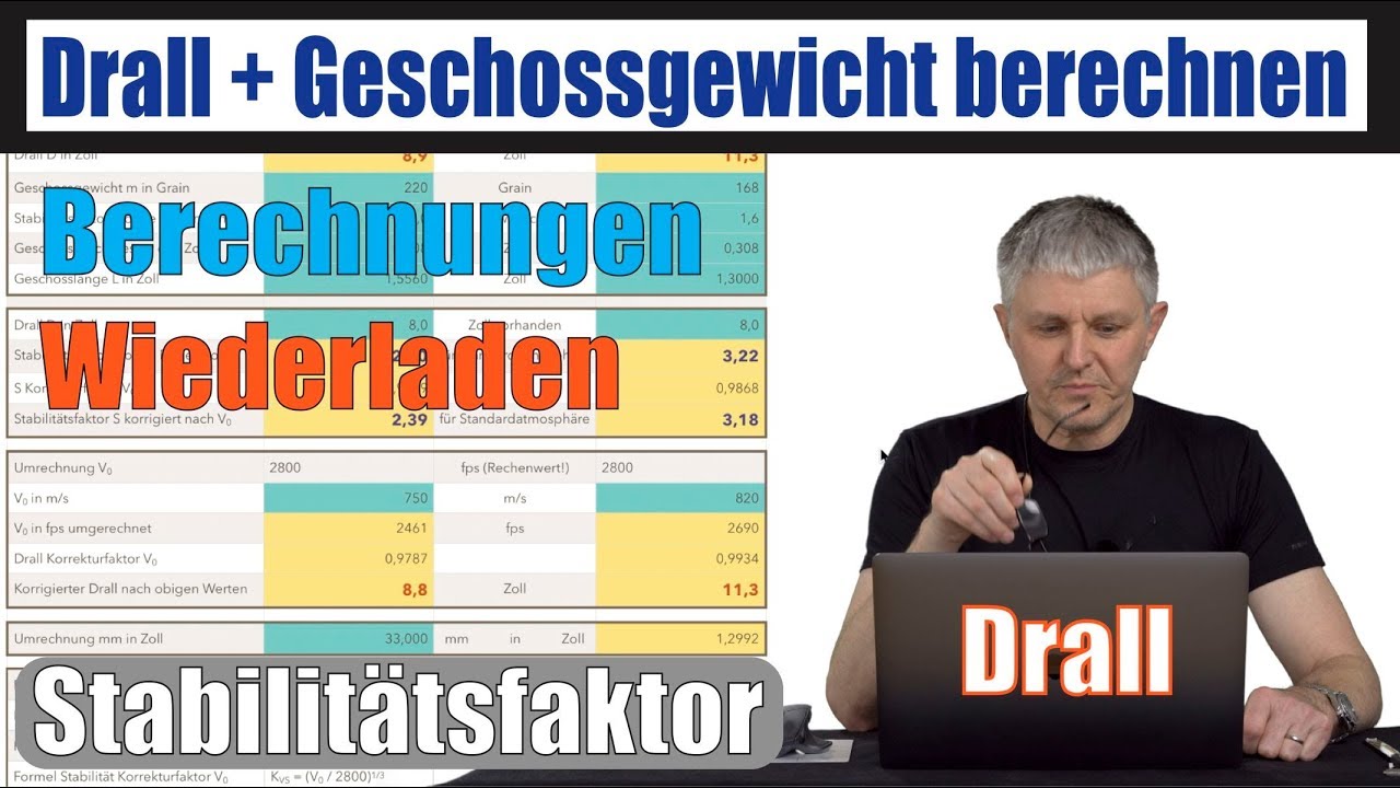 Drall und Geschossgewicht berechnen inkl. Stabilit&auml;tsfaktor deutsch Excel und Numbers-Datei