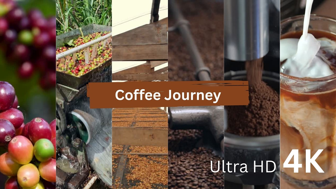 Coffee From Bean to Cup 4K ☕ | 1H | Full Process of Coffee Journey TV Art 🔇