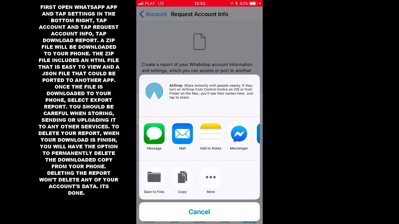 HOW TO DOWNLOAD, EXPORT AND DELETE A REPORT IN WHATSAPP IOS