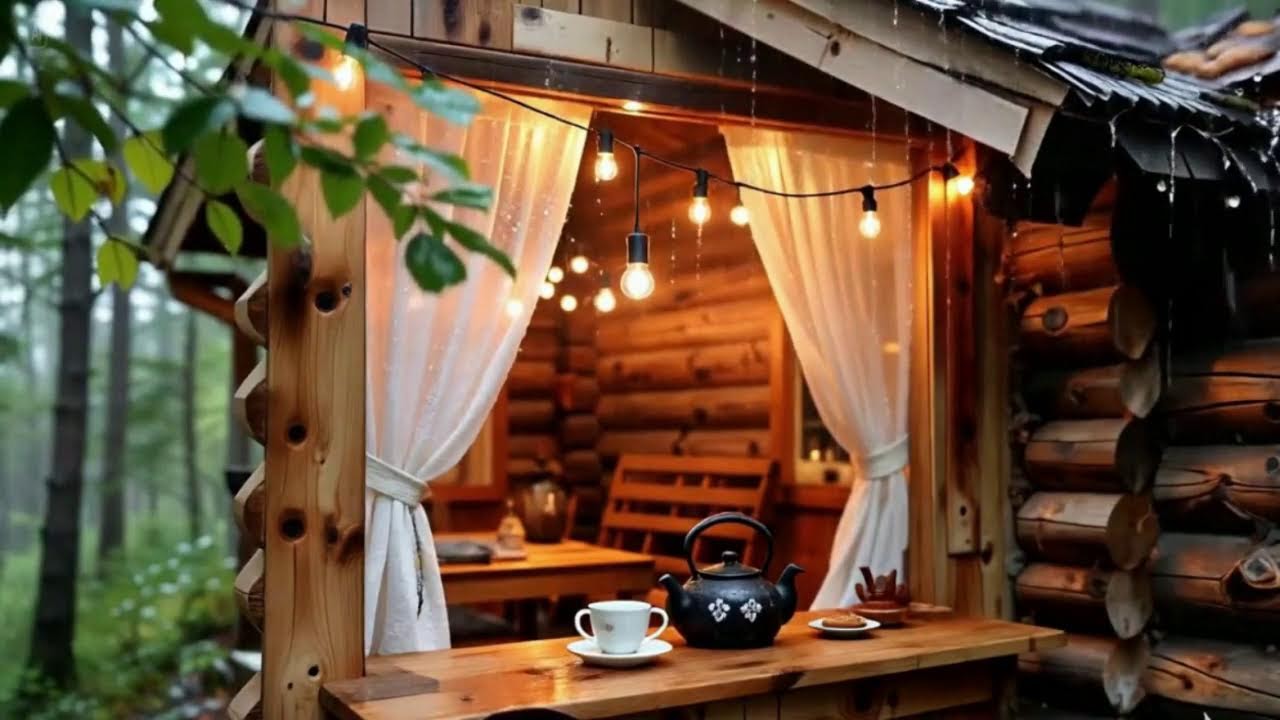Calm Acoustic Guitar Instrumental with Rain and Campfire Sounds for Sleep and Anxiety Relief