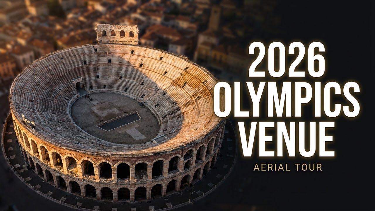 Aerial View of the Arena di Verona -  Closing Ceremony  - 2026 Winter Olympics
