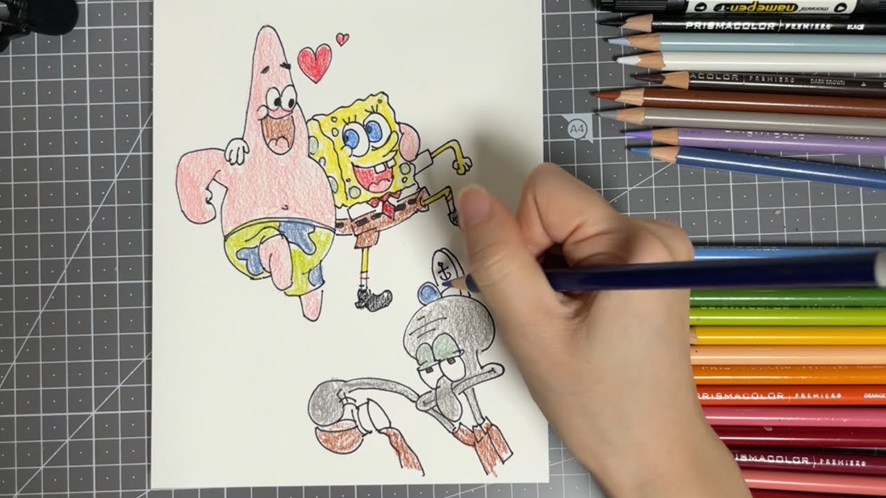 ASMR 시각적팅글 속닥속닥 수다떨며 10가지 캐릭터 그리는 소리,  Whispering and Drawing 10 Characters 색연필 소리, 펜 소리, 종이 소리,