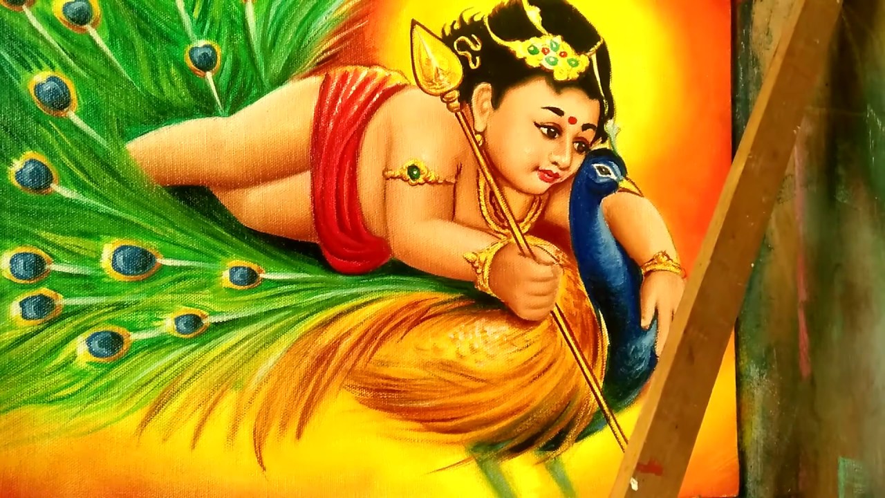 Oil painting god murugar - balajarts