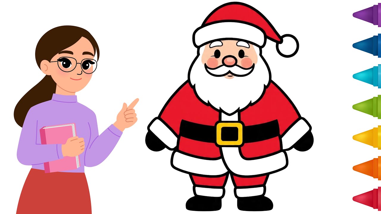 How to Draw cartoon Santa Claus drawing for kids