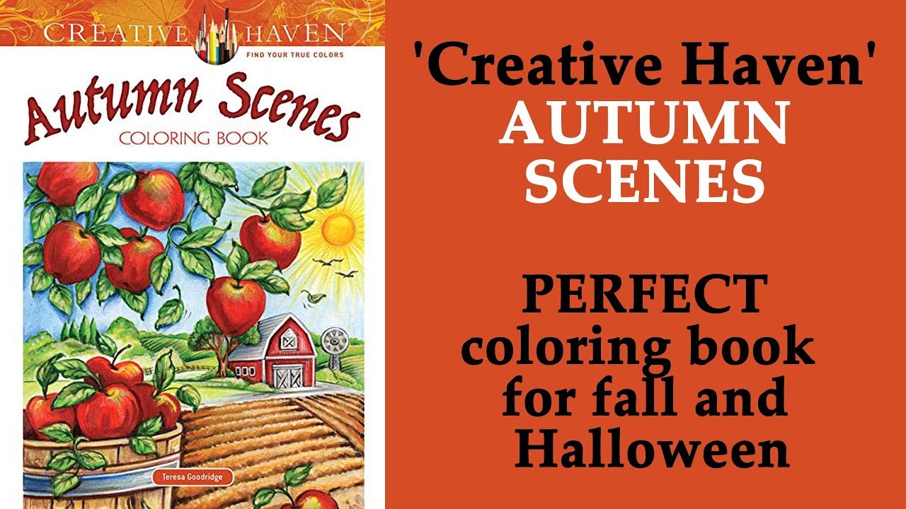 'Autumn Scenes' Perfect coloring book for fall and Halloween. Flip through