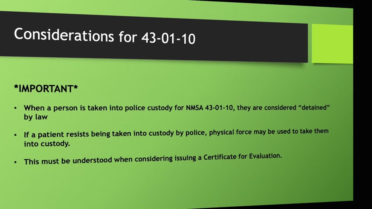 Certificate for Evaluation & New Mexico State Statute 43-01-10