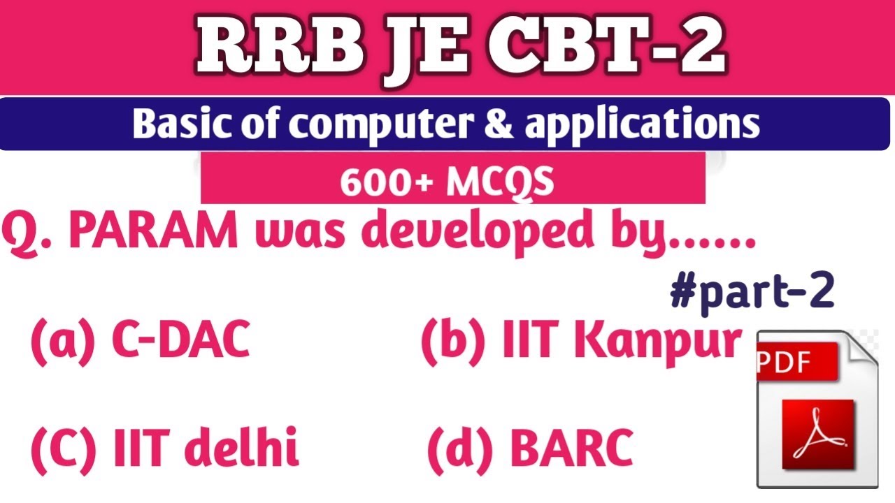 RRB JE cbt-2||RRB JE cbt 2 Basic of computer and applications 600 mcqs part 2||Basic of computer mcq