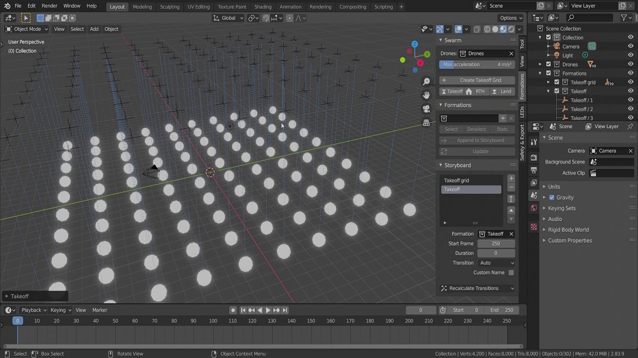Skybrush Studio for Blender Tutorial 2 - First drone show: takeoff and land