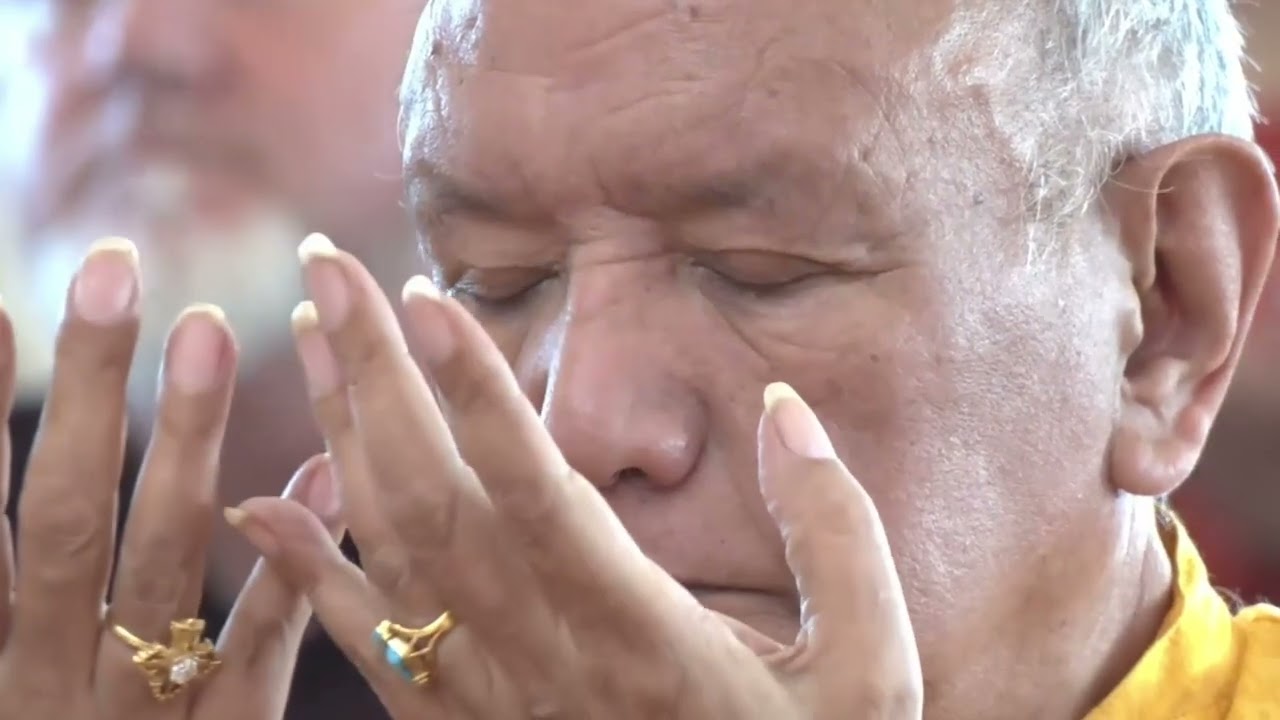 Orgyen Tobgyal Rinpoche Consecrating the temple at Dzogchen Beara in 2024