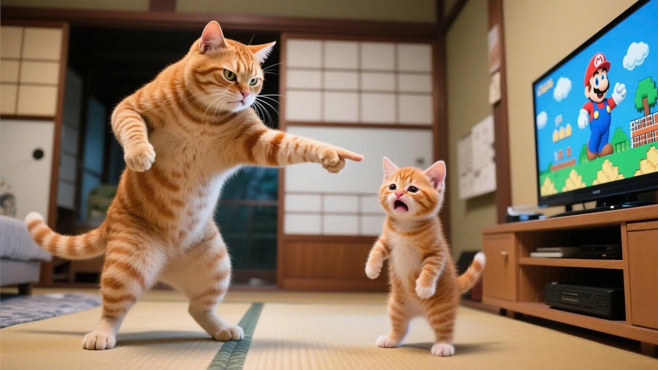 🎮 Mama Cat Breaks the Game Console, Making Kitten Ginger Leaves Home 😢