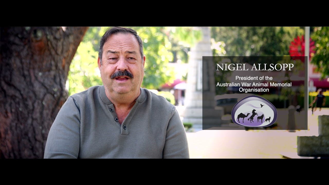 Australian War Animal Memorial Organisation President Nigel and the purple poppy.
