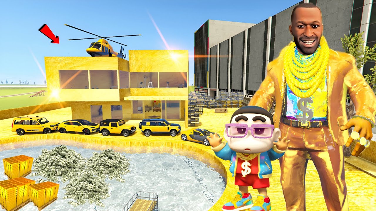 FRANKLIN UPGRADED HIS HOUSE TO GOLDEN HOUSE WITH SHINCHAN IN INDIAN BIKES DRIVING 3D | GTA V 