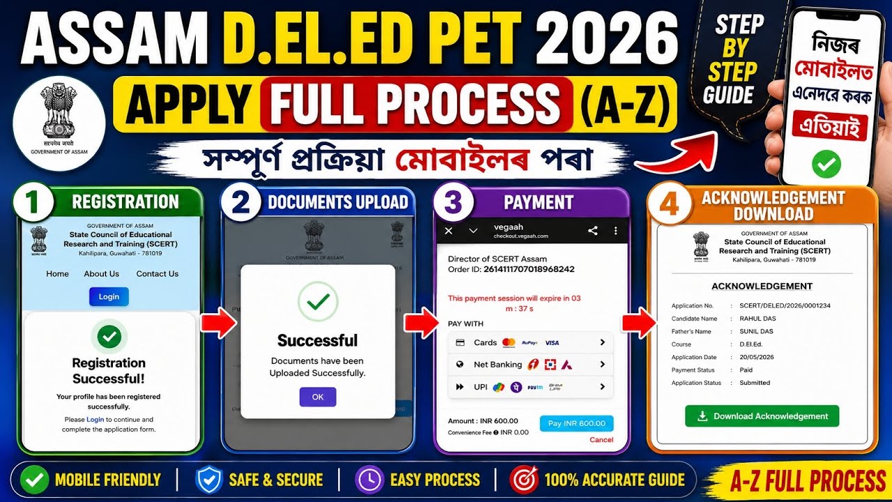 ASSAM D.EL.ED ENTRANCE EXAM 2026 || APPLY FULL PROCESS, A-Z DETAILS || HOW TO APPLY FROM YOUR MOBILE