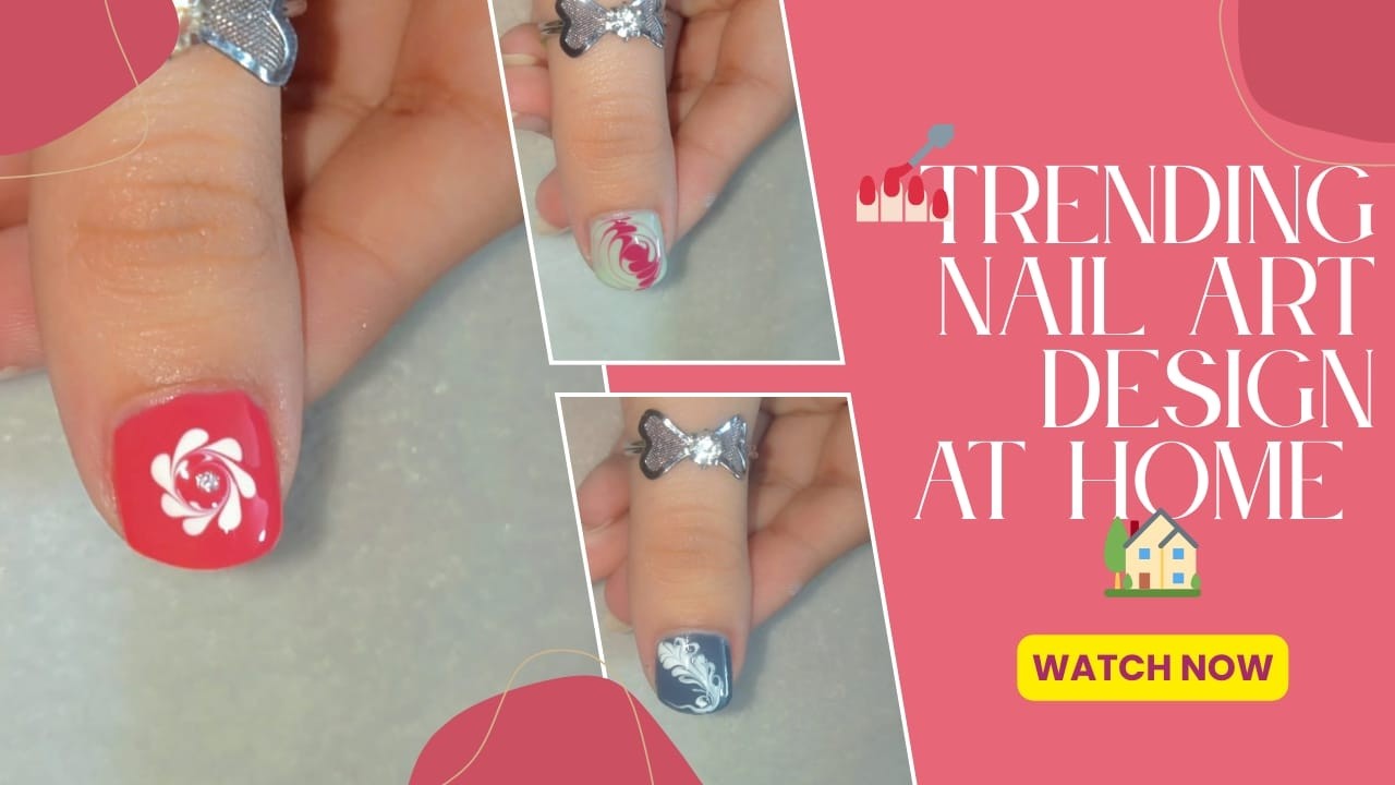 🔴  Super quick nail art within 2 minutes 💅🏻| Nail design at home for beginners 💅🏻✨