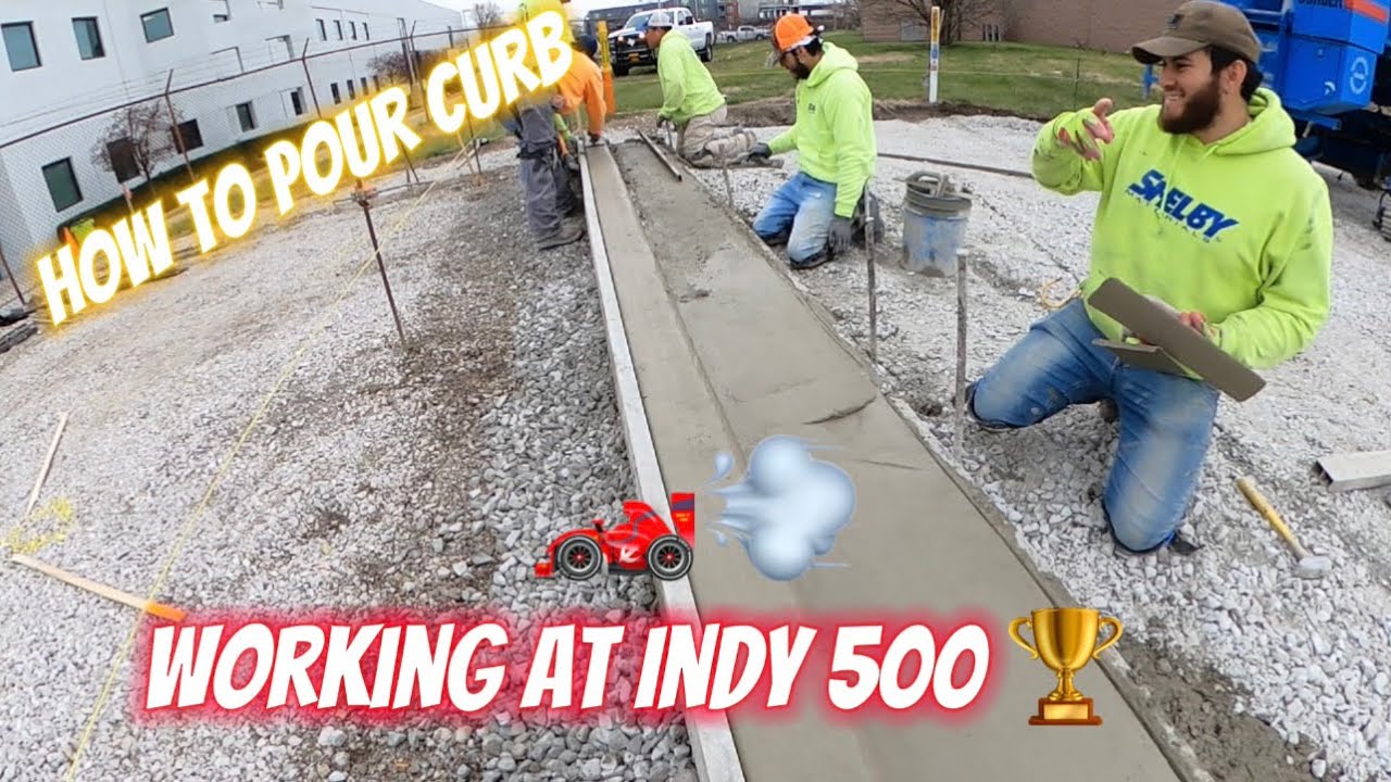 Pouring concrete curb at INDY 500 🏎💨🏆 how to pour curb