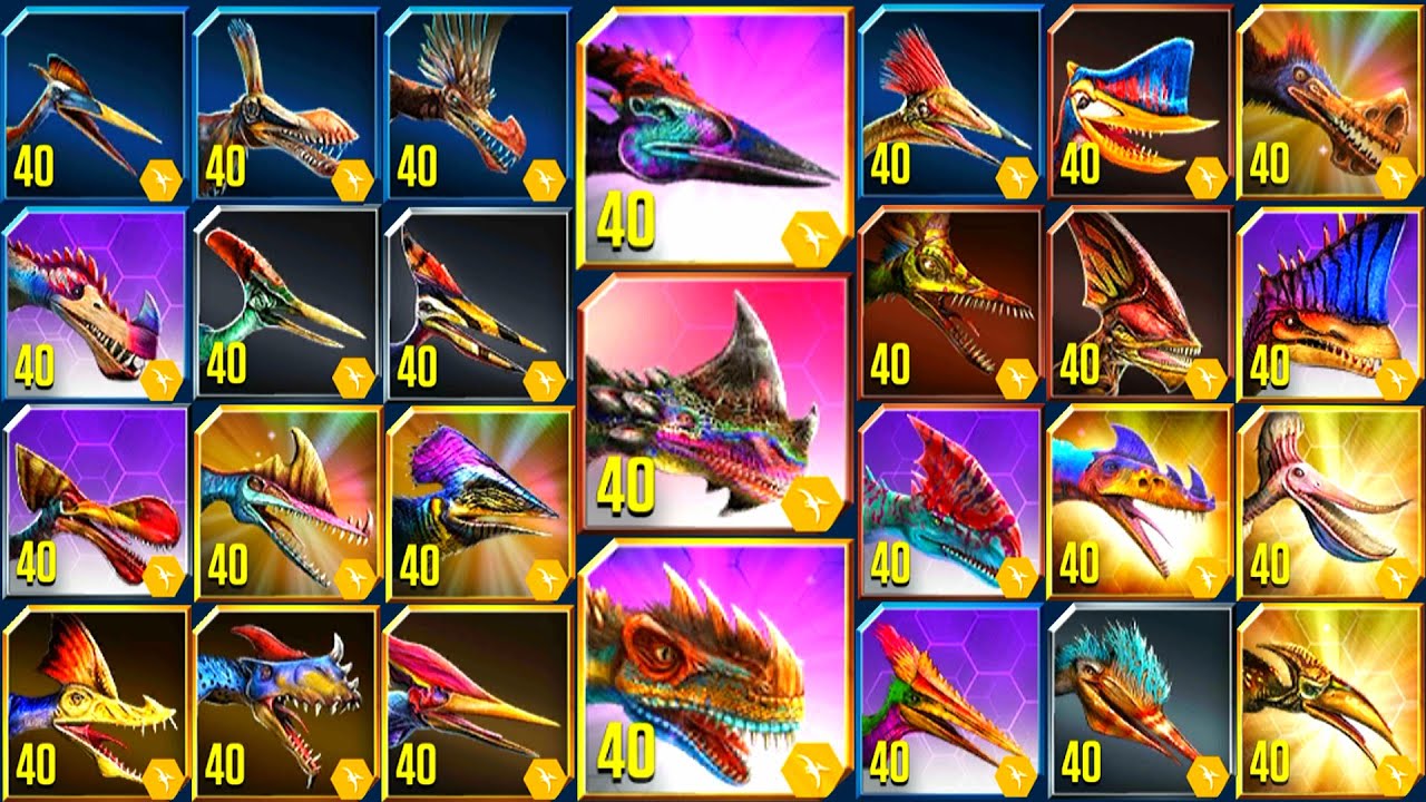 ALL SUPERSAURUS PTEROSAURS ALL EVOLUTIONS MAX LV 40 | JURASSIC WORLD THE GAME