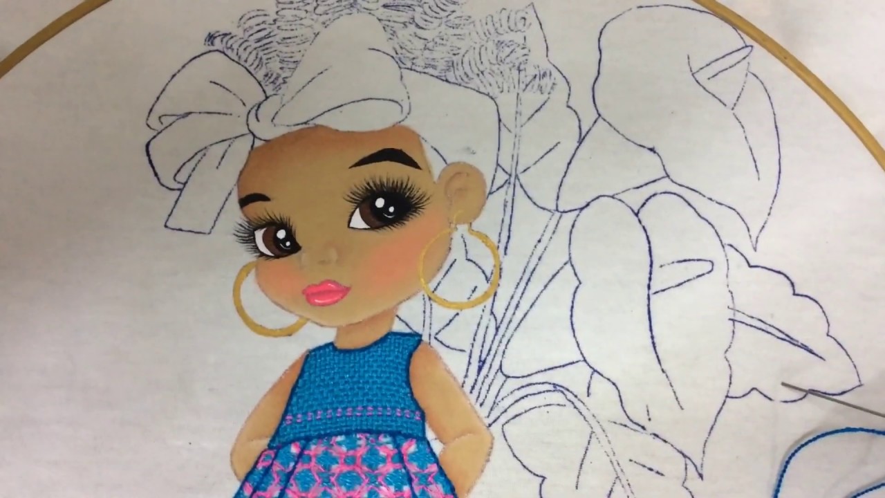 254.- puntada Fantasía vestido de niña  con alcatraces