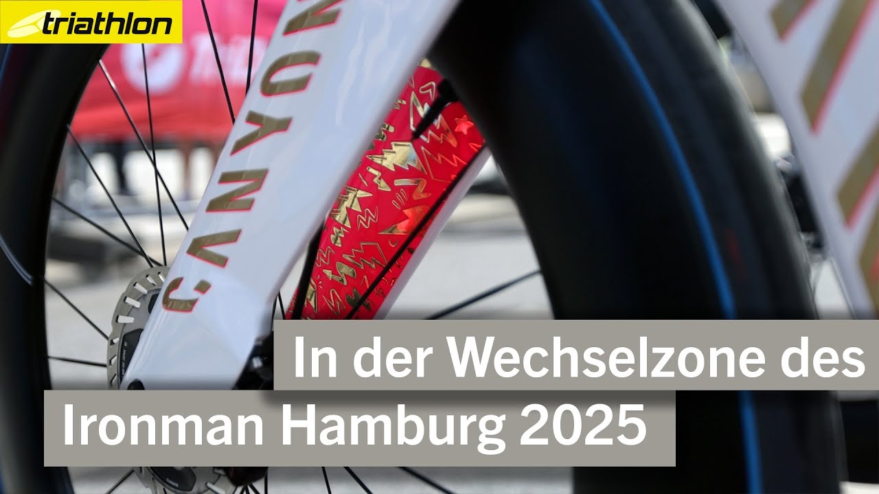 Blick in die Wechselzone: Die Räder beim Ironman Hamburg 2025
