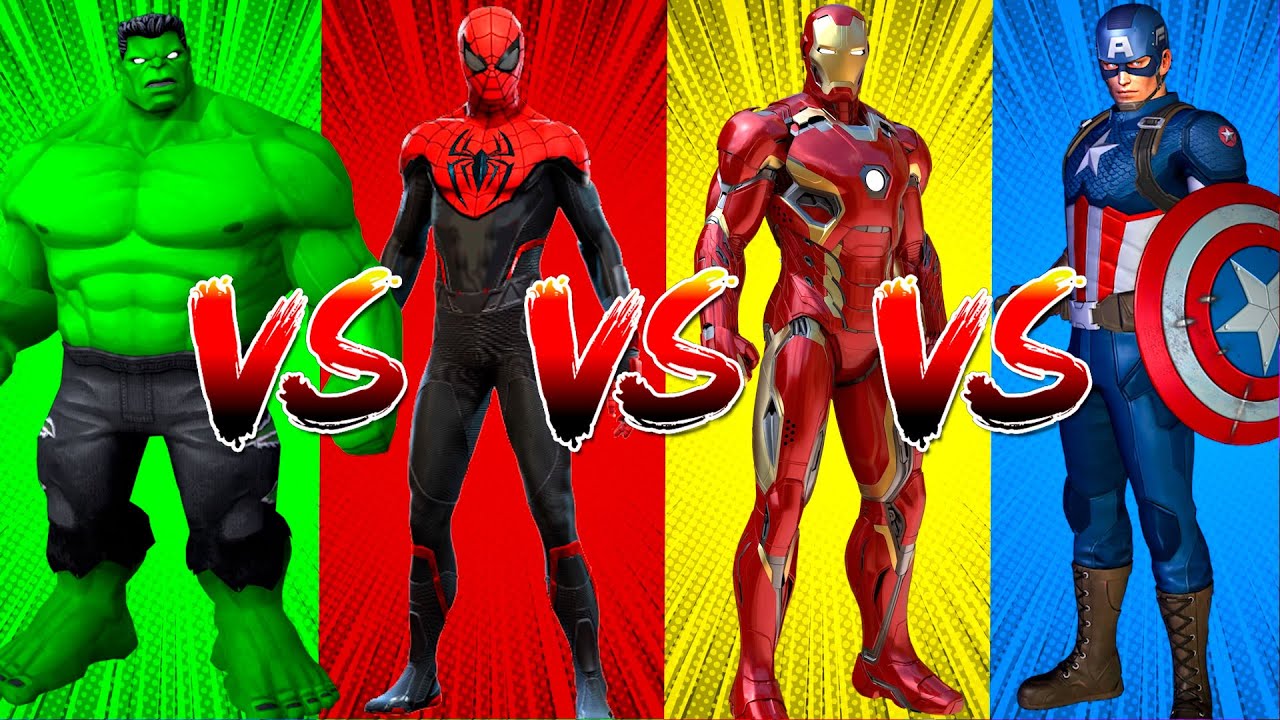 SUPERHEROES COLOR DANCE CHALLENGE Hulk vs Spider-Man vs Iron Man vs Captain America