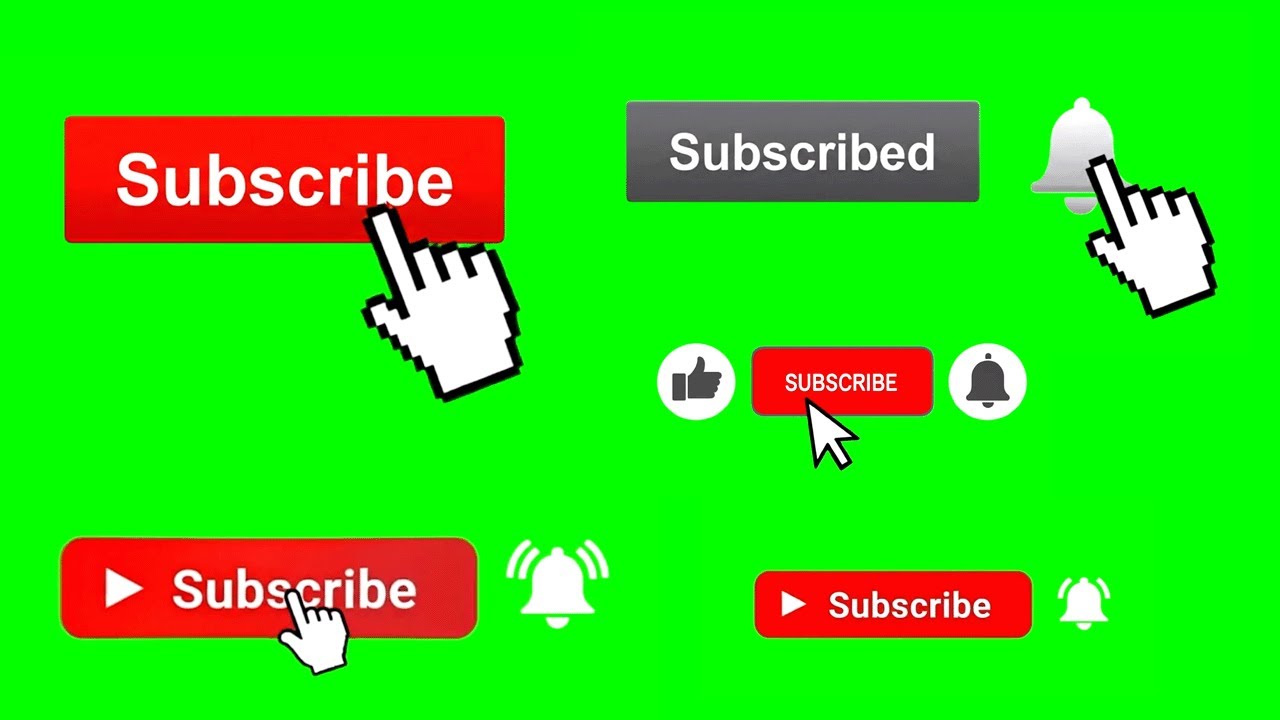 11 FREE YouTube Subscribe Button Animation - Green Screens Download Pack