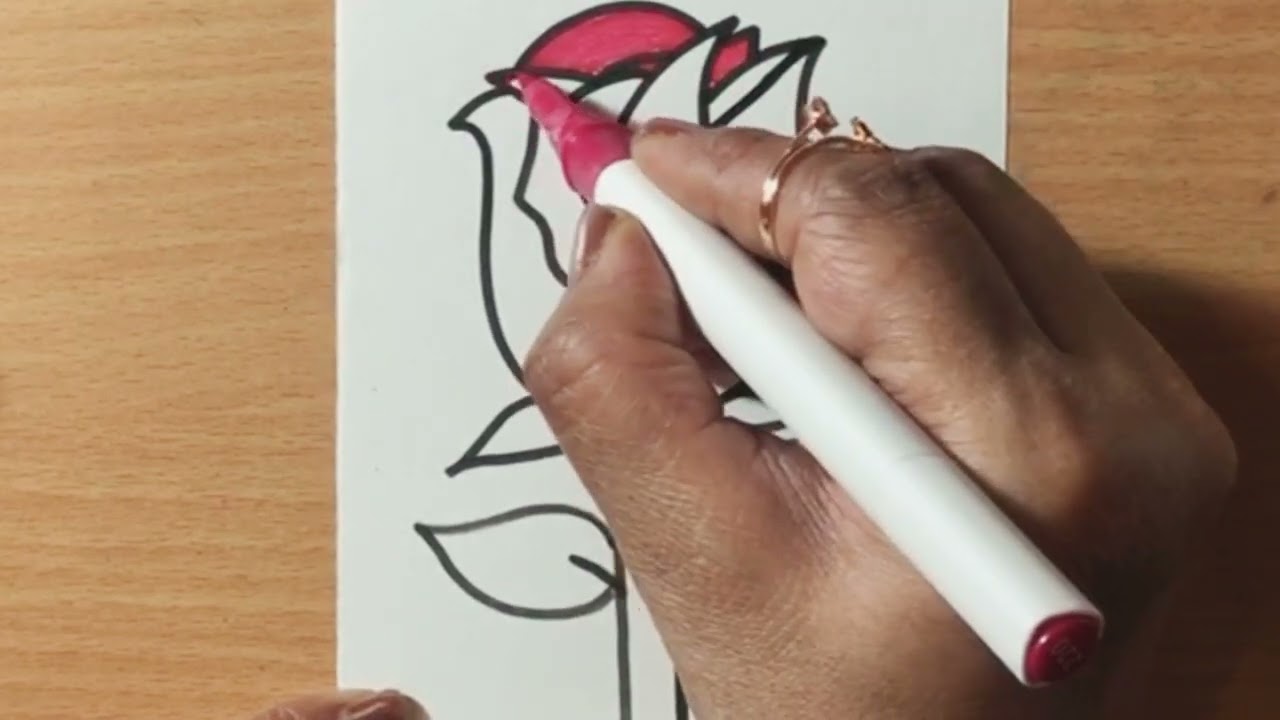 How to draw red rose 🌹 || Easy drawing 