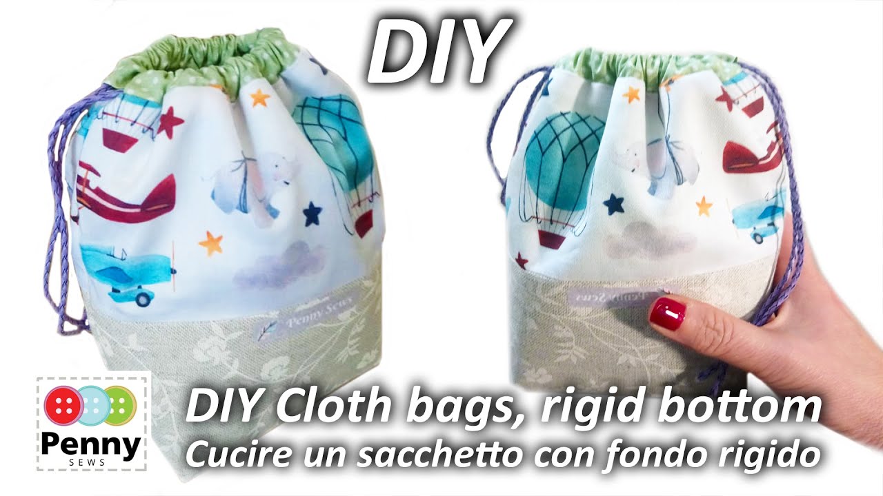 Easy Drawstring Fabric cloth bag | Tutorial per un sacchetto di stoffa |  How to sew a cloth bag