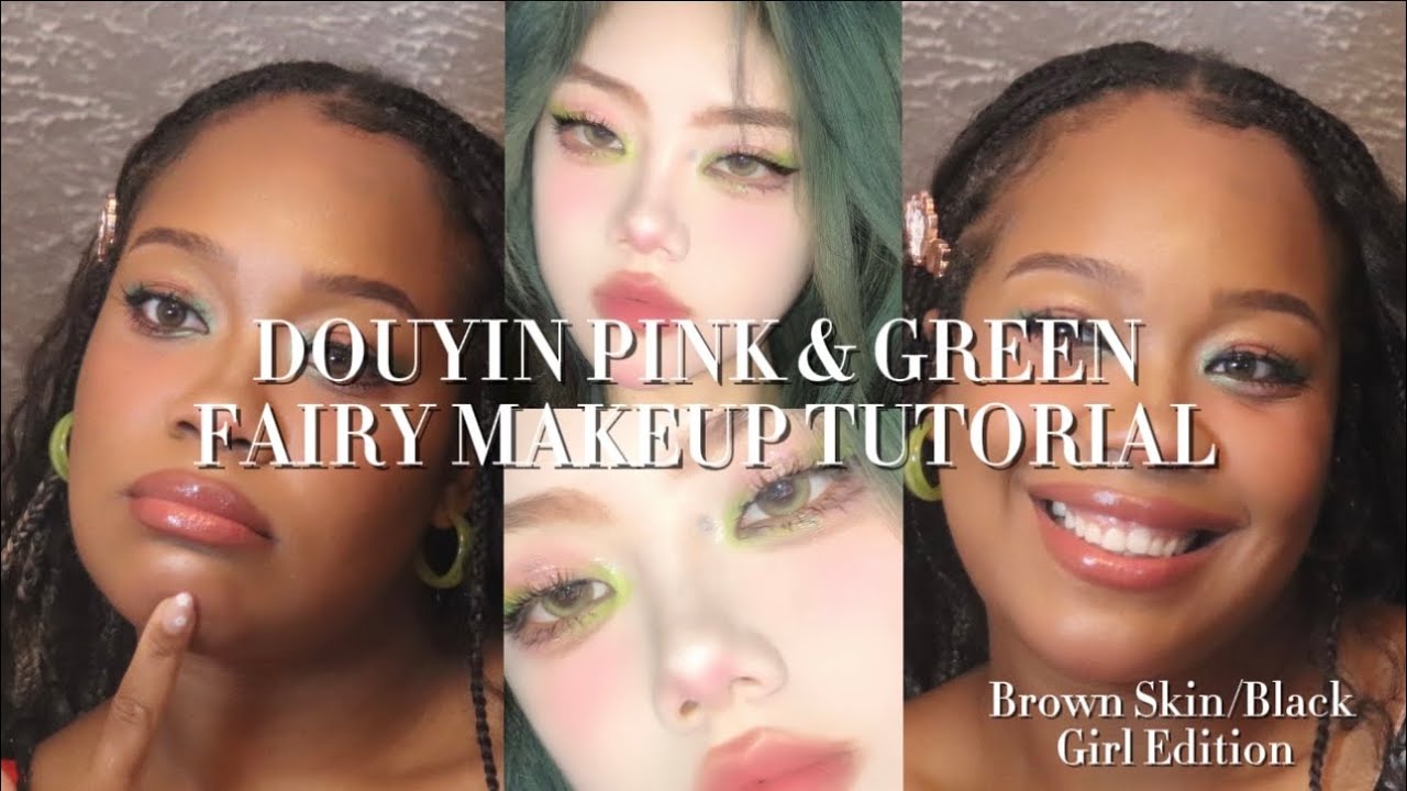 DOUYIN PINK/GREEN FAIRY MAKEUP ft. Flower Knows Cosmetics | Black Girl Tries #douyinmakeup#makeup