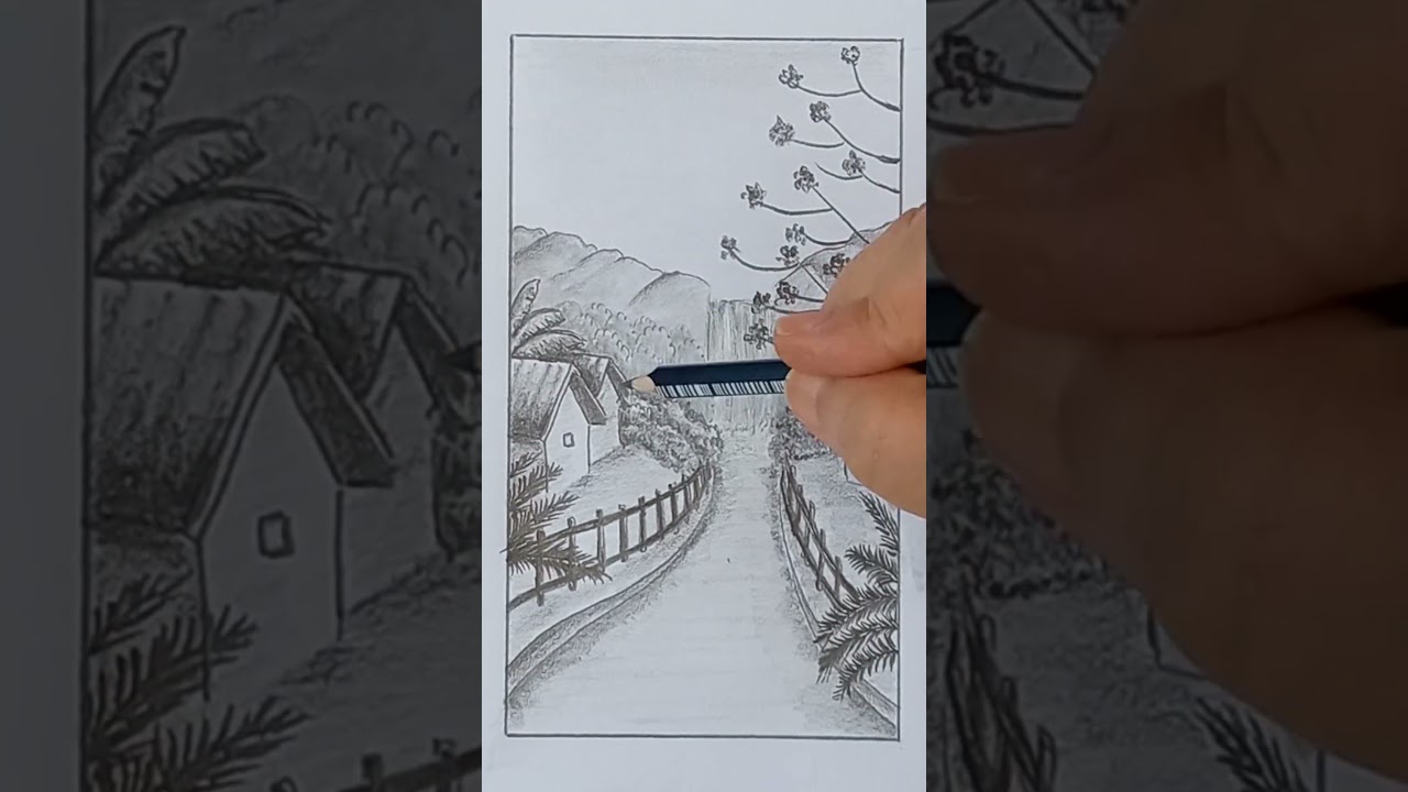 #springnature  #pencilsketch  #landscapedrawing