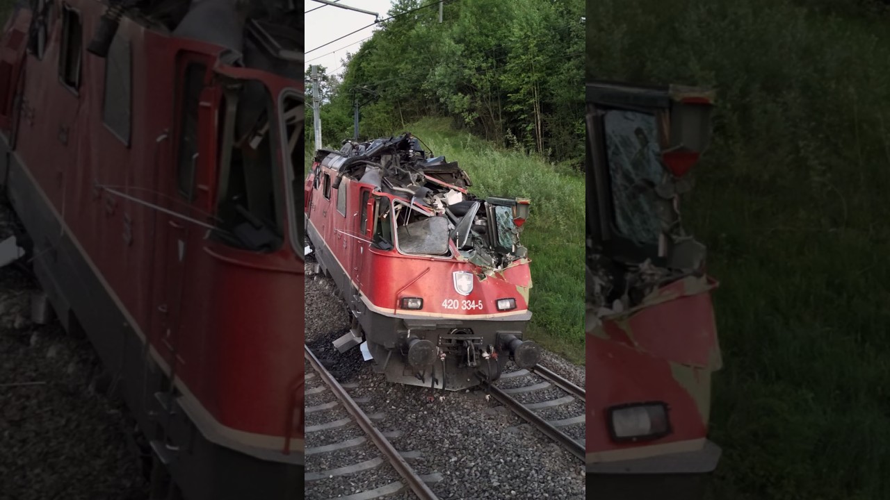 Schwerer Unfall zwischen Lokomotive und Schienenbagger