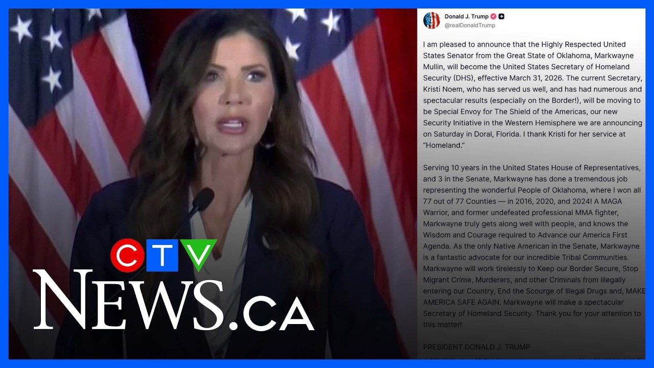 Kristi Noem to be replaced as head of U.S. Department of Homeland Security