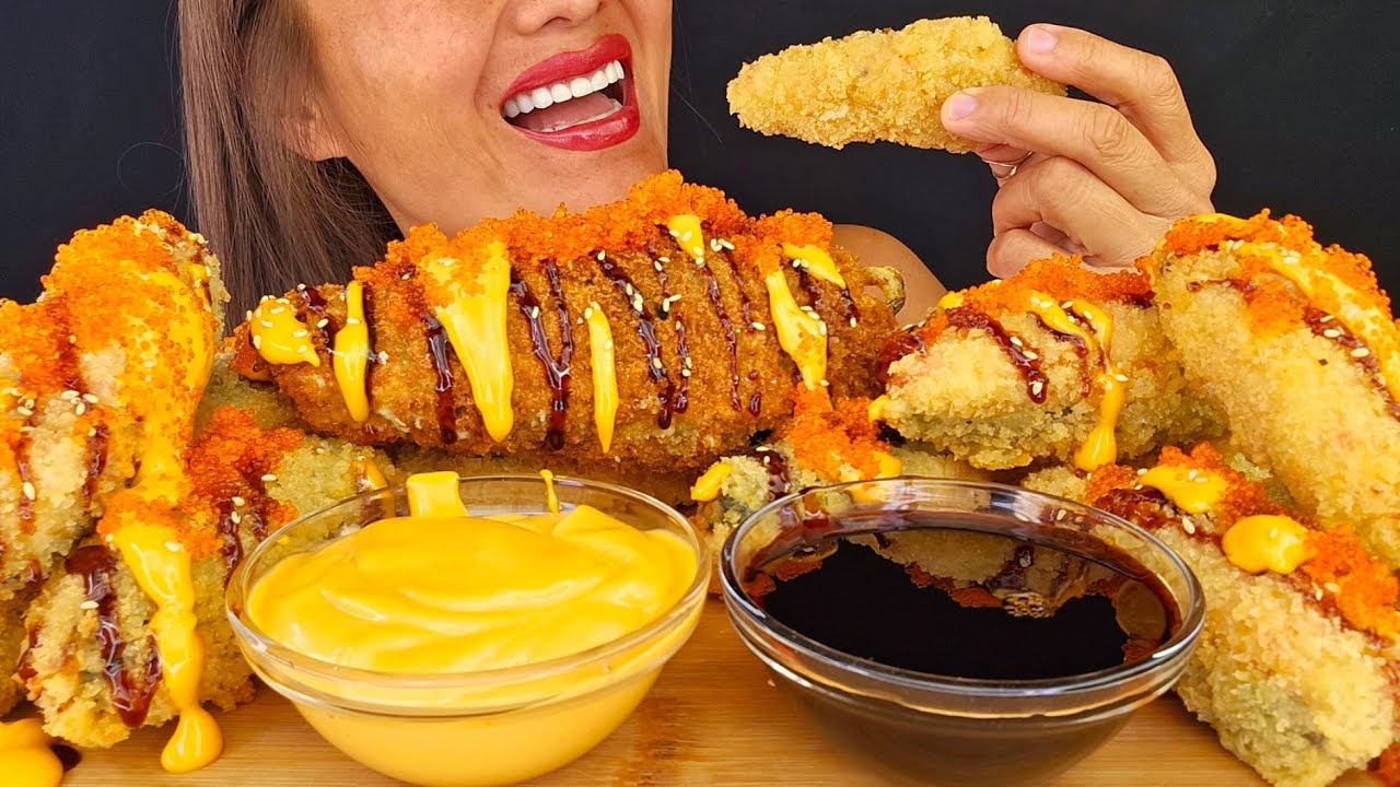 GIANT POBLANO POPPER & JALAPEÑO POPPERS ASMR MUKBANG OMAD CRUNCHY EATING NOISES BIG BITES