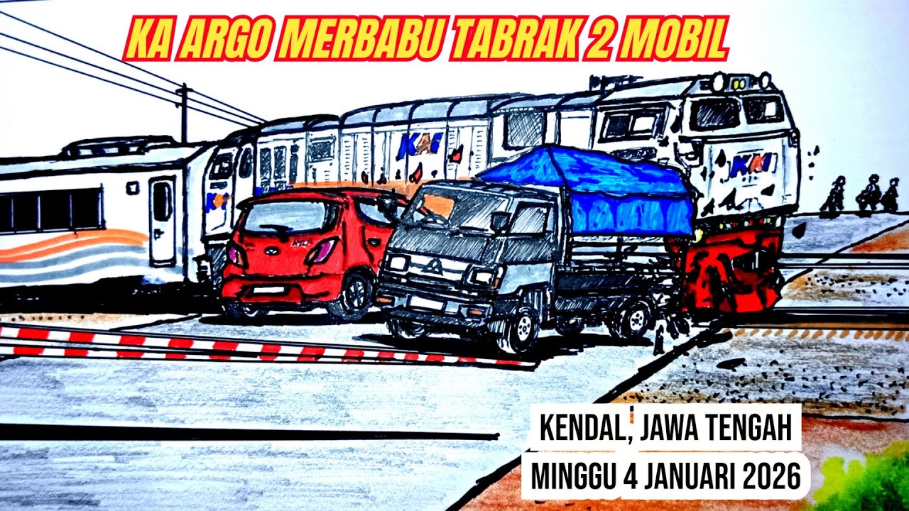 KA ARGO MERBABU HANTAM 2 MOBIL DI KENDAL#keretaapi #tragedi #railfan 