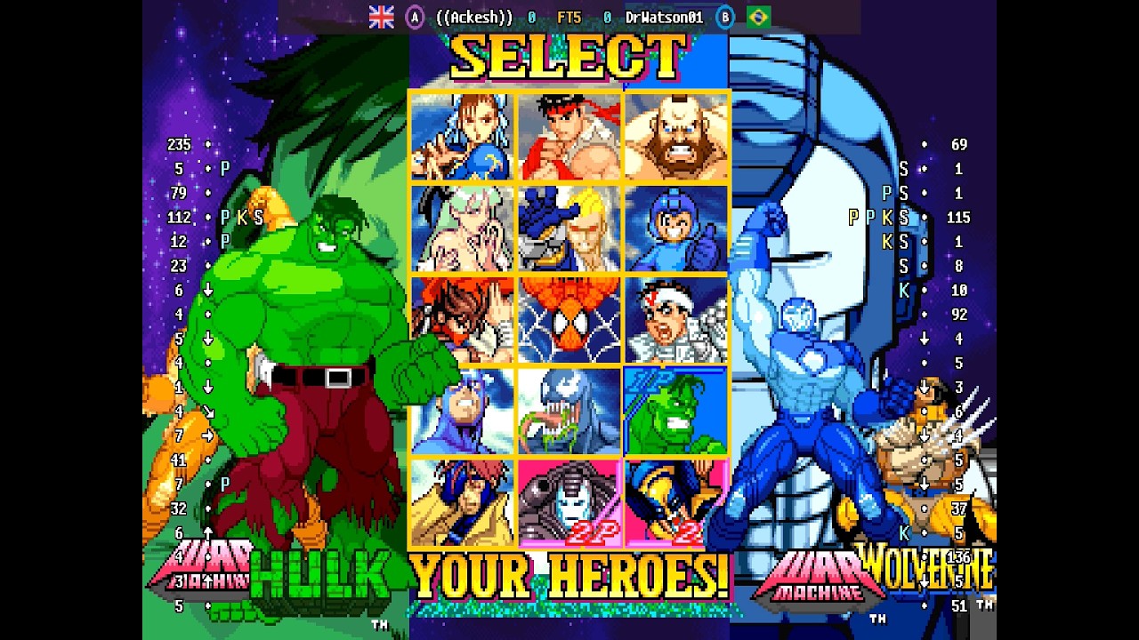 Marvel vs. Capcom - 🇬🇧 ((Ackesh))(A) vs 🇧🇷 DrWatson01(B) | Fightcade (2026-03-16 20:31 UTC)