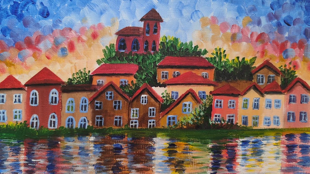 Como Pintar un Atardecer en una Ciudad con estilo Impresionista/ Acrílico, Oleo o Gouache