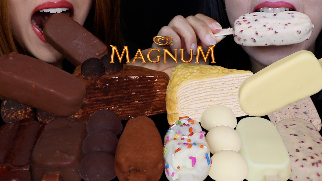 ASMR MILK & WHITE CHOCOLATE CREPE CAKES, BIRTHDAY CAKE BAR, MAGNUM ICE CREAM, MINI BON BON ICE CREAM