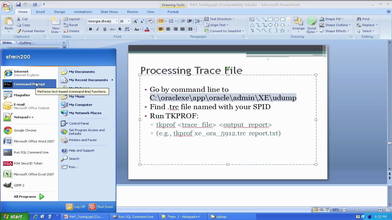 Query Tuning with tkprof