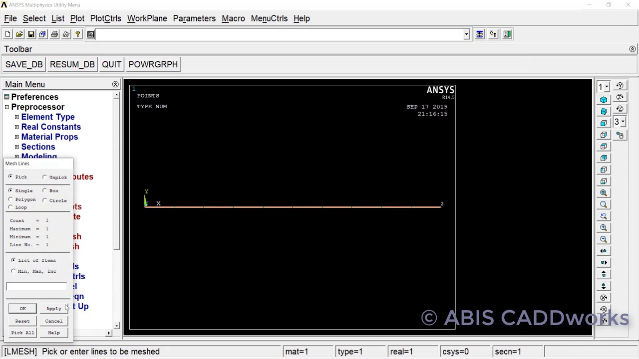 #1 Static Analysis of Bar with Axial Load | ANSYS Mechanical APDL | ABIS CADDworks