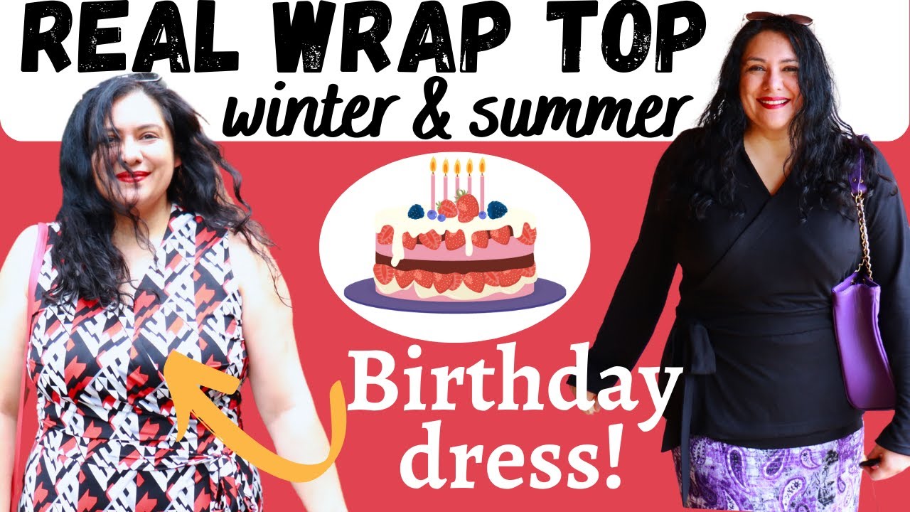 Great fitting KNIT WRAP top + my DREAMED BIRTHDAY dress!! Coimbra wrap top (Itch to Stitch).