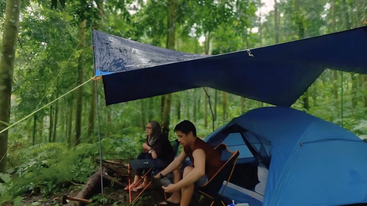 Couple Camping in Heavy Rain with Thunderstorm‼️ Not Solo Camping in Heavy Rain