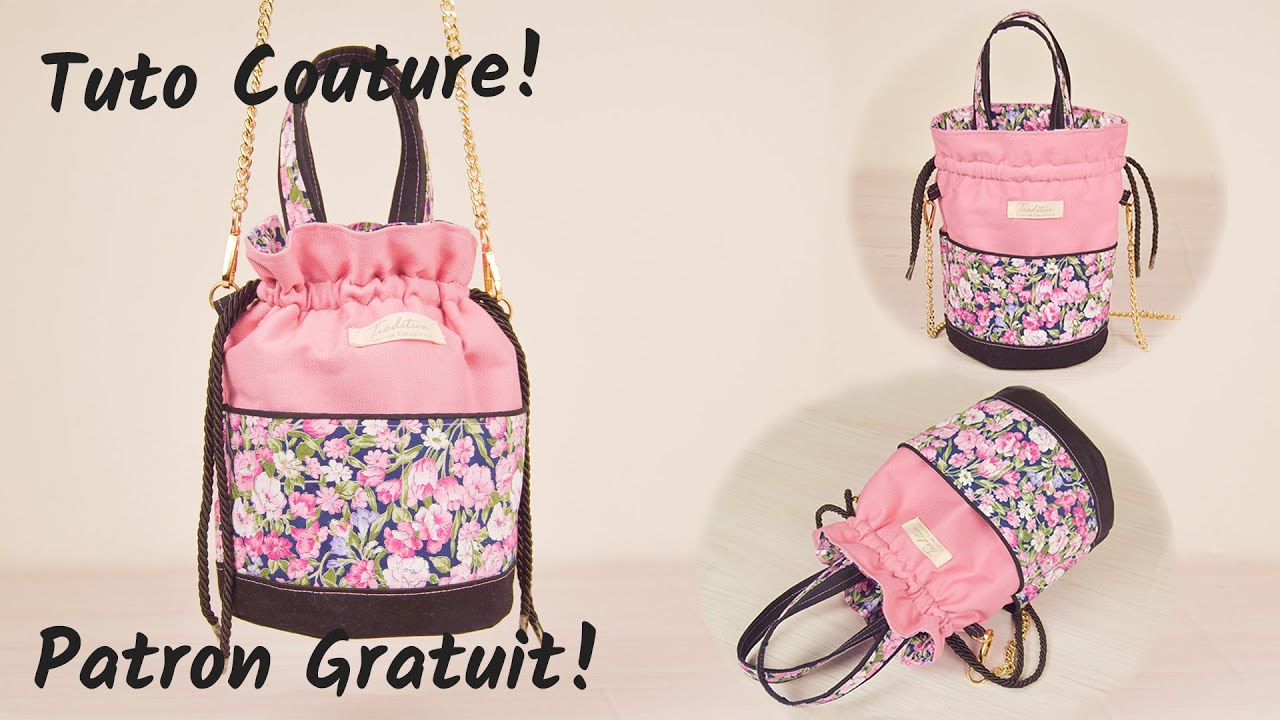 Comment coudre un sac seau en toile - Patron Gratuit - Couture Facile Mimi