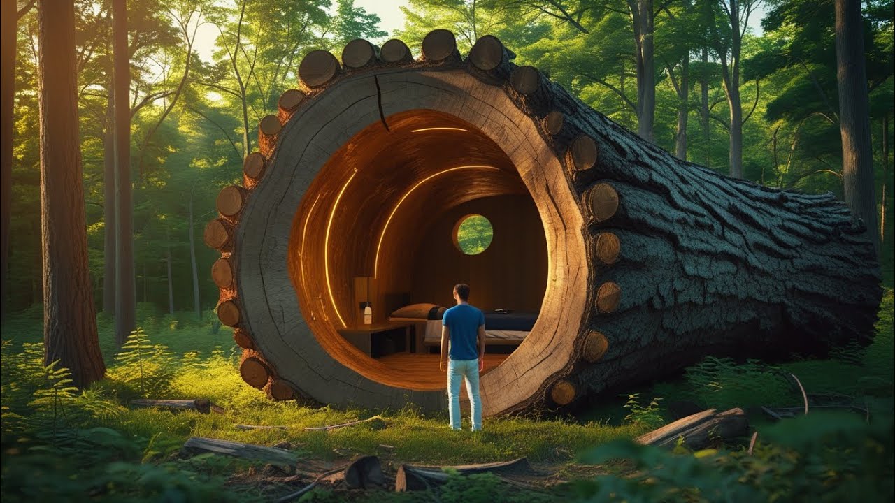 I Turned a Massive Hollow Tree Into a Hidden Modern Shelter | Silent Survival Build