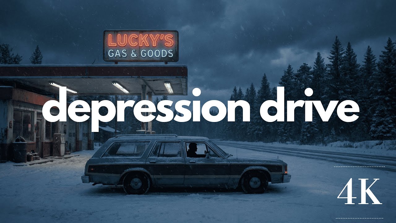 Depression Drive | 4K Snowy Night Ambience