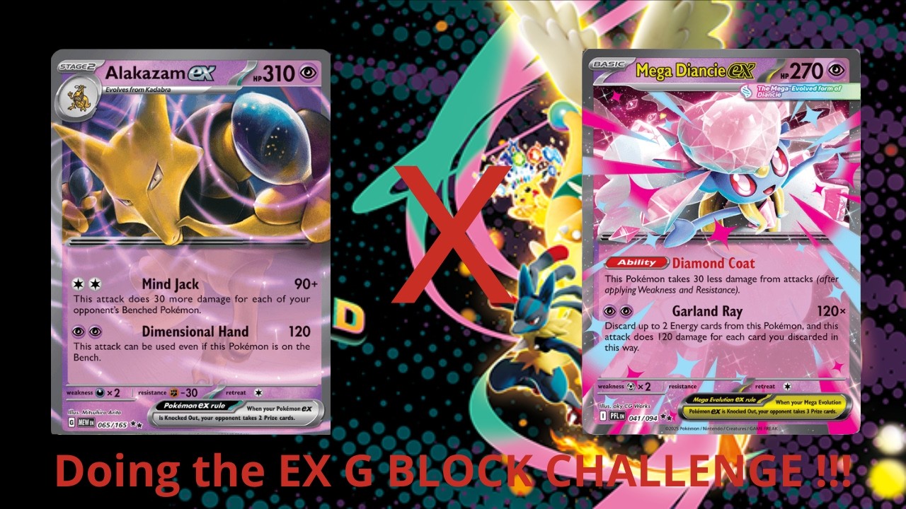Doing the ex G BLOCK CHALLENGE !!! (Alakazam ex VS Mega Diancie ex) Pokémon TCG Live