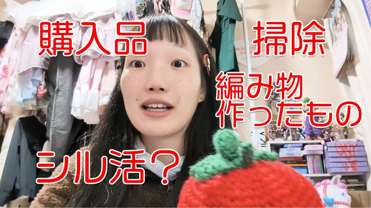 【雑談】編み物しながら掃除してシール買ってしゃべってるローアングル女